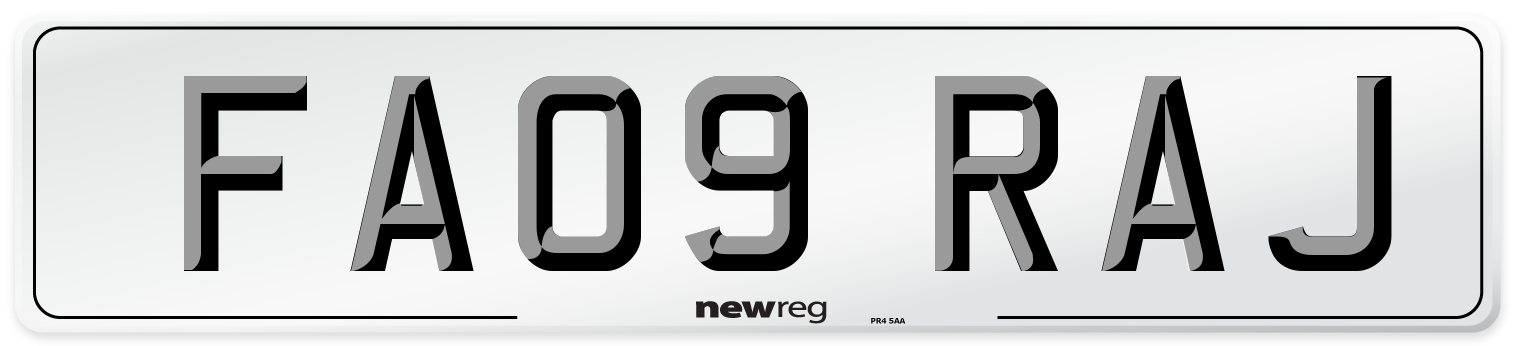 FA09 RAJ Number Plate from New Reg